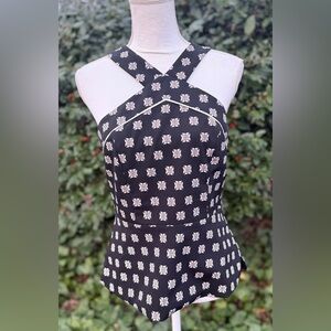 🦋 WHBM Elegant Black and White Women's Top